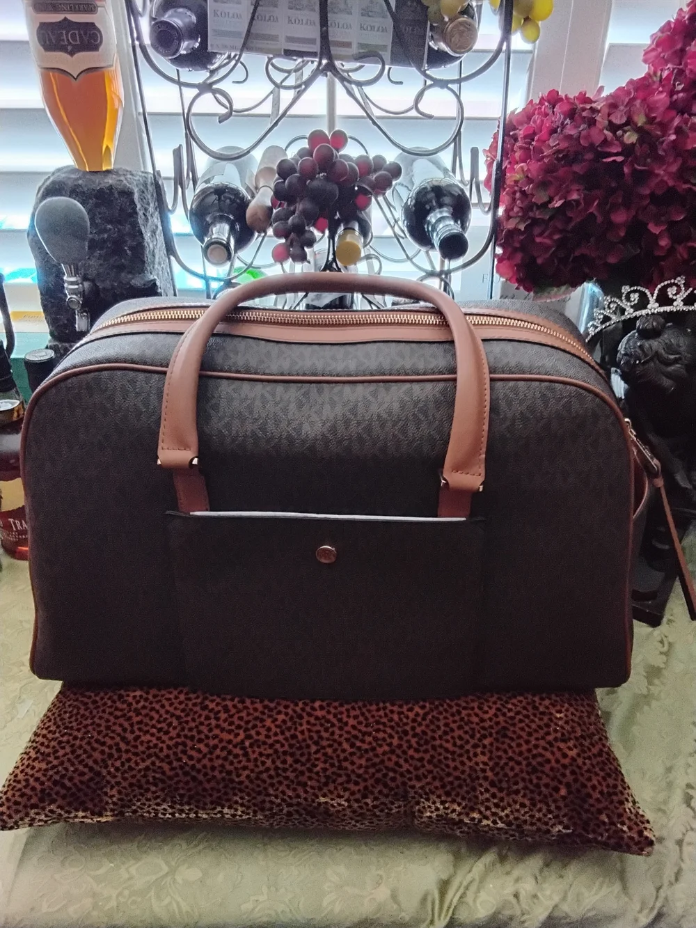 Michael Kors Mens Brown Logo Travel Duffel Bag